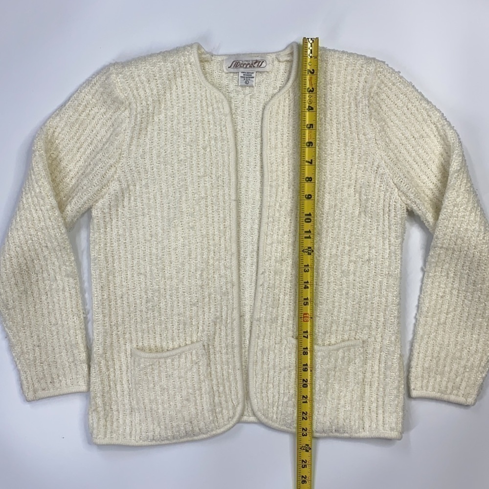 Sideffects Vintage White Open Front Fuzzy Cardiga… - image 3